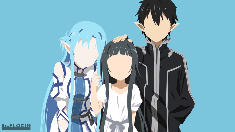 Asuna Yuuki, Kazuto Kirigaya, Sword Art Online II, 1080P, Sword Art Online, Minimalist, Kirito (Sword Art Online), Yui (Sword Art Online)