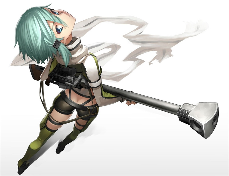 gun, short, tef, shorts, online, blue, gale, sao, green, 720P, hair, weapon, shinon, eyes, scarf