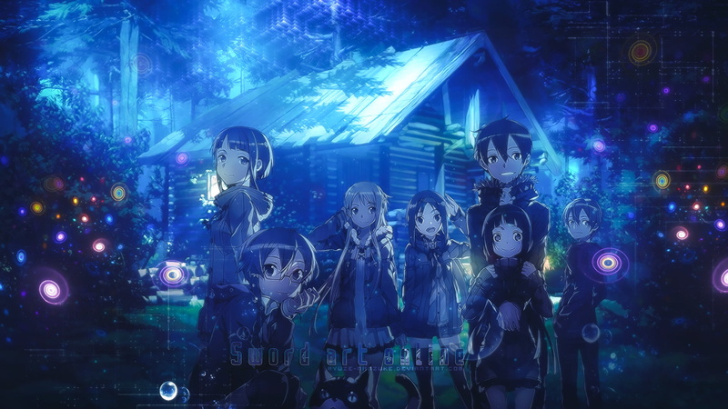 digital composite, glowing, Yui (Sword Art Online), architecture, night, Yuuki Konno, event, nightclub, illuminated, 1080P, nature, Asuna Yuuki, real people