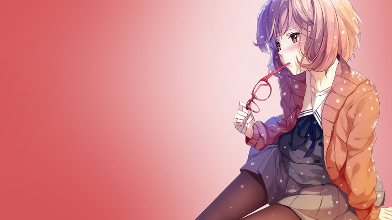 anime girls, simple background, Kyoukai no Kanata, 1080P, glasses, anime, Kuriyama Mirai