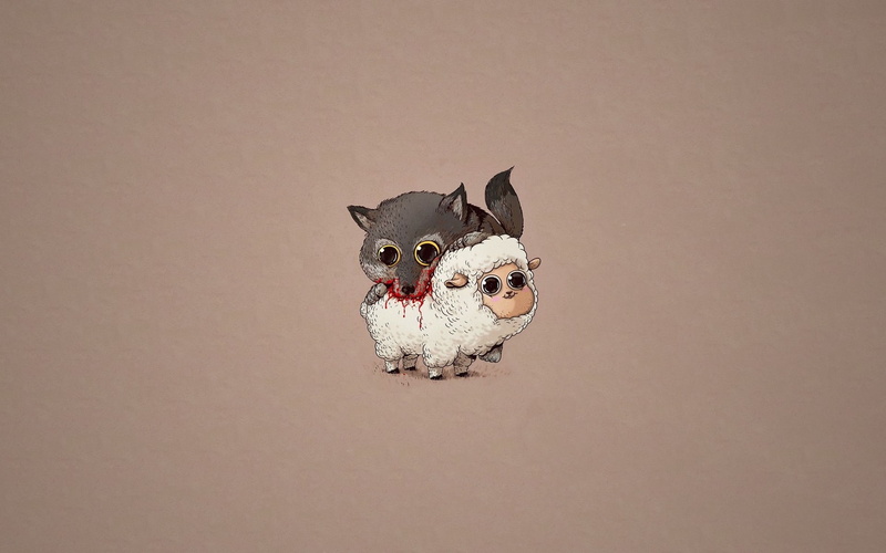 blood, wolf, minimalism, murder, sheep, humor, 1080P
