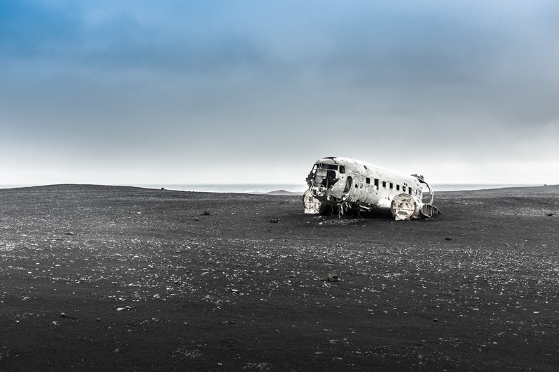crash, sunset, sky, plane wreck, plane, day, ruined, no people, scenics - nature, abandoned, outdoors, broken, tranquility, reykjavik, mode of transportation