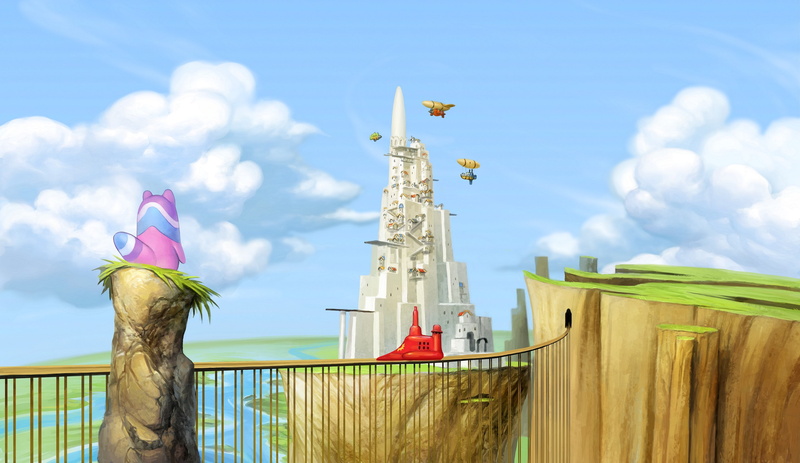 2K, spineworld fantasy art artwork sky landscape clouds tower airships