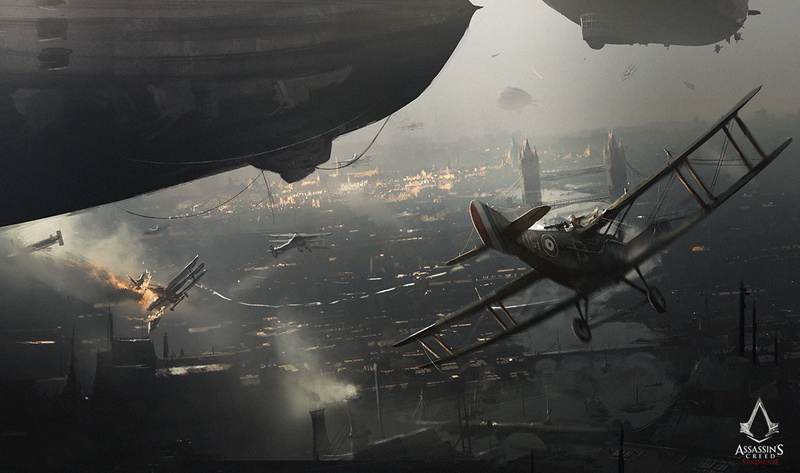 Assassins Creed, assassin, the city, Syndicate, the plane, 1080P, the airship, London, art, Assassins Creed: Syndicate, ubisoft