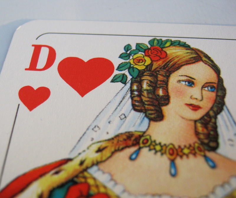 playing card, representation, craft, human representation, female likeness, multi colored, womens heart, lady, indoors, positive emotion, heart, heart shape