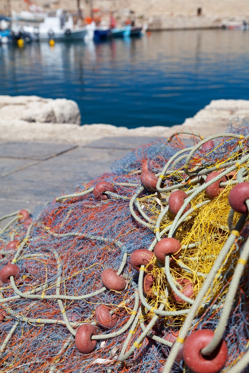day, sea, mesh, land, equipment, no people, fishing net, industry, 1080P, mediterranean, fish, harbor, beach, moored, dock, water, netting, ship, fishnet