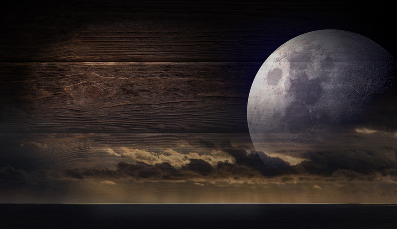 scenics - nature, copy space, mystical, scenics, moonlight, moon, structure, sky, photo, no people, textured effect, clouds, horizon, cloud - sky, light