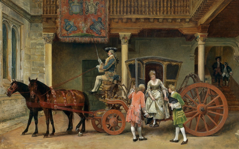Spanish painter, 1871, Visit, Ignacio Leon y Escosura, 5K, Ignacio Leon-and-Escosura, The Visit