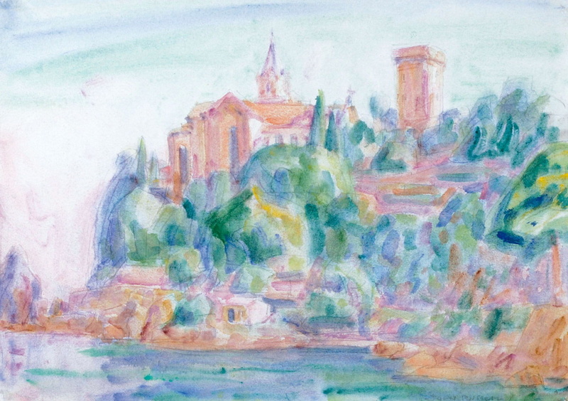 landscape, watercolor, John Peter Russell, picture, 1080P, Castello Brown. Portofino