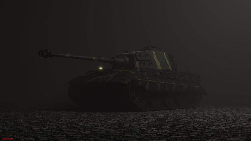 lights, World War II, tank, Tiger II, 4K, mist