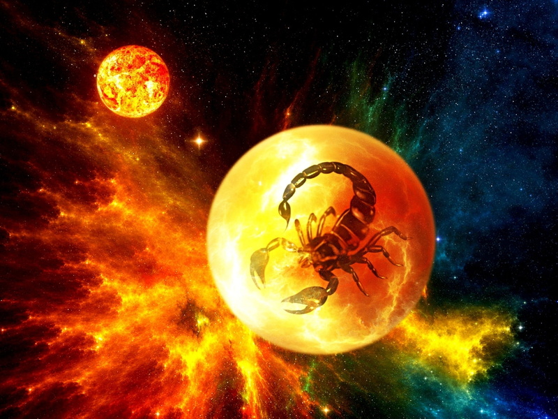 space, stars, scorpions, digital, zodiac, art, nebula, planets, 1080P, sci fi, scorpio