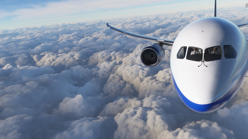 flight simulator, clouds, sky, Boeing 767, 2K