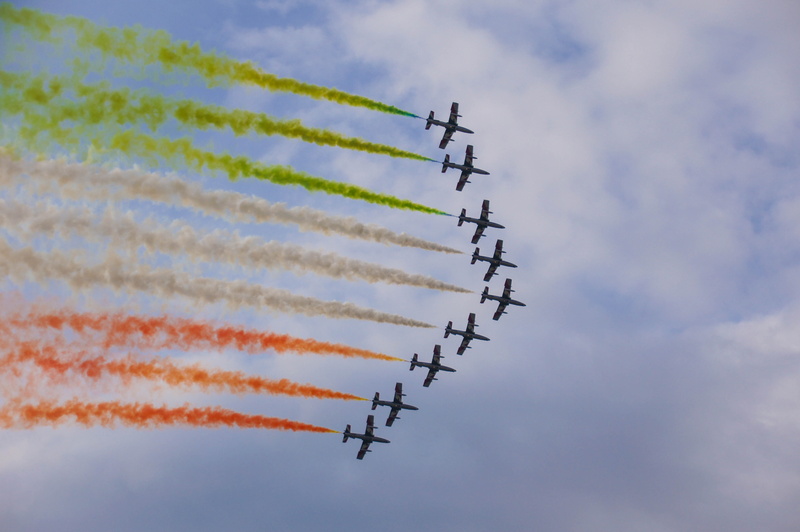 aircraft, airshow, cooperation, on the move, plane, mode of transportation, airplane, low angle view, order, nature, stunt, smoke - physical structure