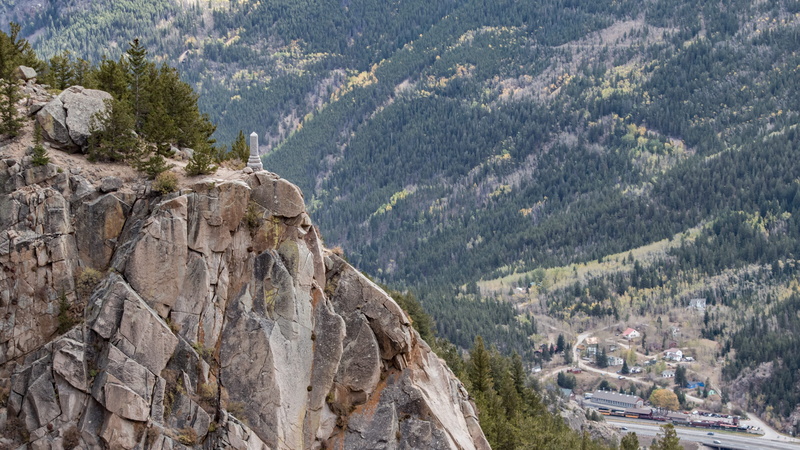 rock - object, tranquil scene, formation, tranquility, tree, environment, high angle view, pine tree, non-urban scene, land, scenics - nature, silver plume