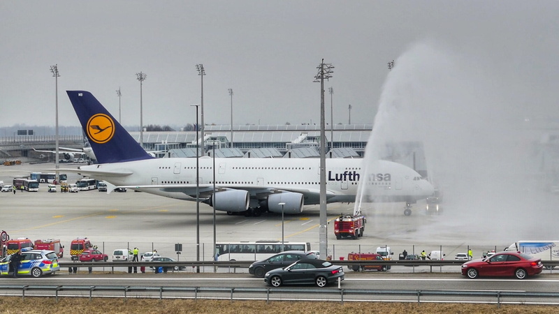 1080P, travel, nature, waters, street, transportation, transport system, motion, munich, communication, outdoors, airbus a 380, aircraft, road, airplane