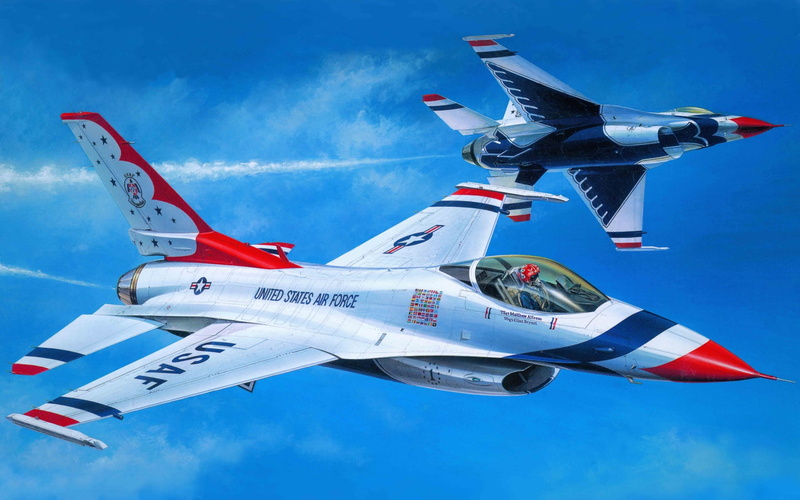 Air, Fighter, Art, Aerobatics, Painting, 1080P