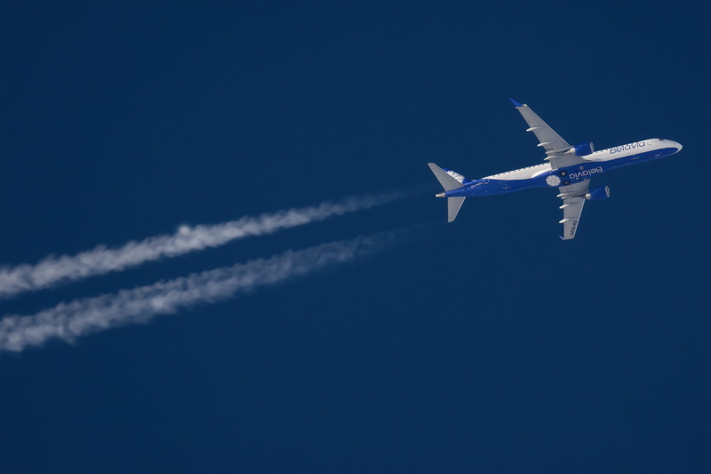 In flight, Embraer, Belavia, Contrail, Airliner, Embraer ERJ-195, 1080P, The plane