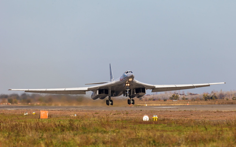 Airbase, taking off, The Tu-160, motion, mode of transportation, day, flying, airport runway, aggression, nature, travel, landing - touching down, transportation