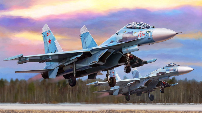Su-27UB, Russian multi-purpose all-weather supersonic, heavy fighter of the fourth generation, training combat fighter, Double, 1080P, Sukhoi, Videoconferencing