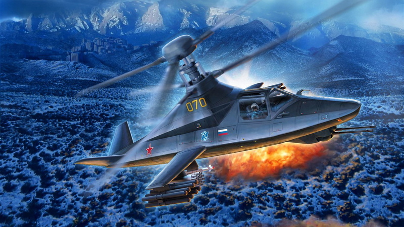 combat reconnaissance and attack helicopter, Ka-58, Stealth, Videoconferencing Russia, Black Ghost, The Kamov design Bureau, 1080P