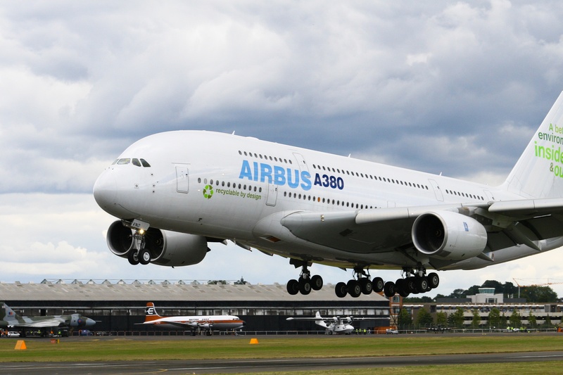 airbus a380, sky, runway, taking, commercial airplane, landing - touching down, flight, leaving, transportation, mode of transportation, arrival, aircraft wing