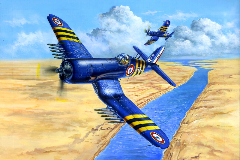 French Navy, The Suez crisis, F4U-7 Corsair, Band of invading, 2K, F4U Corsair