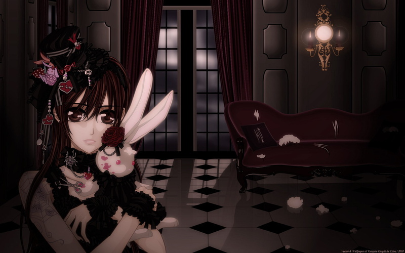 vampire, cross, knight, 1080P, girls, gothic, bunny, hat, dark, yuki, anime, art, x, hd, wallpape, dress