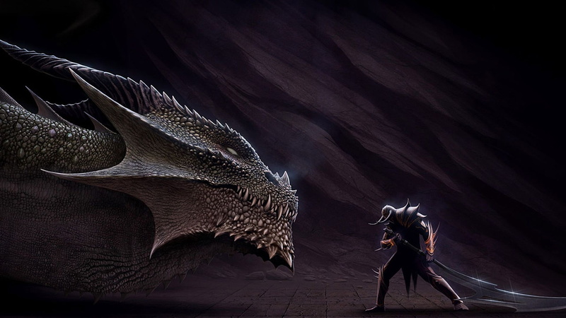 helmet, lizard, male, unrecognizable person, one person, men, sword, full length, art, dragon, horns, walking, 1080P, nature, sky, mystery
