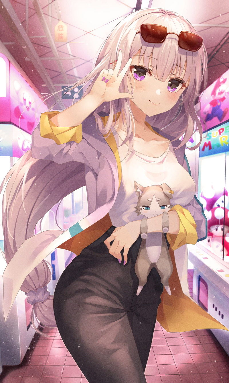 2K, Emilia (Re: Zero), anime girls, Re:Zero Kara Hajimeru Isekai Seikatsu, anime, Shaffelli, Puck (Re:Zero), long hair, vertical