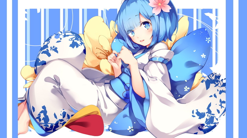 Re: Life in a Different World From Zero, blue eyes, kimono, anime girls, Re:Zero Kara Hajimeru Isekai Seikatsu, blue hair, short hair, Rem (Re: Zero), 1080P