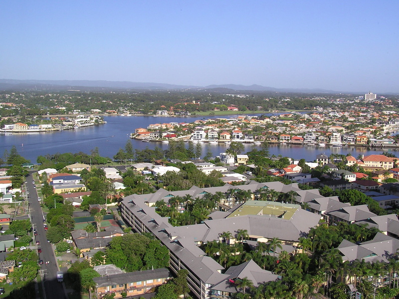 cityscape, Waterway, Chevron Island, no people, day, city, outdoors, Queensland, sky, sea, transportation, Gold Coast, landscape, nature, chevron, mode of transportation