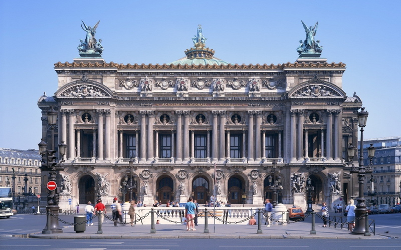 outdoors, history, sky, the past, Paris, Culture, building exterior, group of people, Grand opera, 1080P, travel destinations, architecture, sculpture
