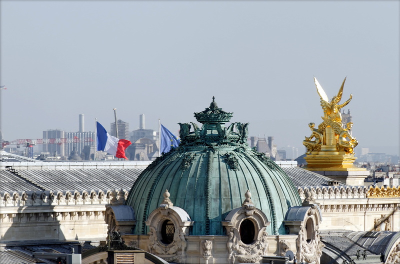 concrete, cityscape, office building exterior, built structure, paris opera, city, skyscraper, day, dome, tourism, politics, gray, blue, 2K, sky, religion
