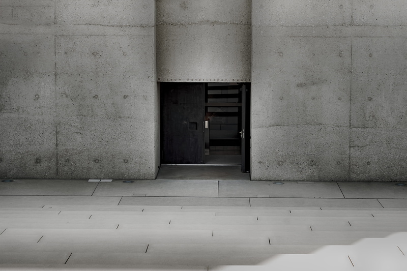 flooring, germany, shadow, empty, entrance, architecture, white, egyptian museum munich, light, day, garage, munich, sunlight, 4K, grey, museum, building