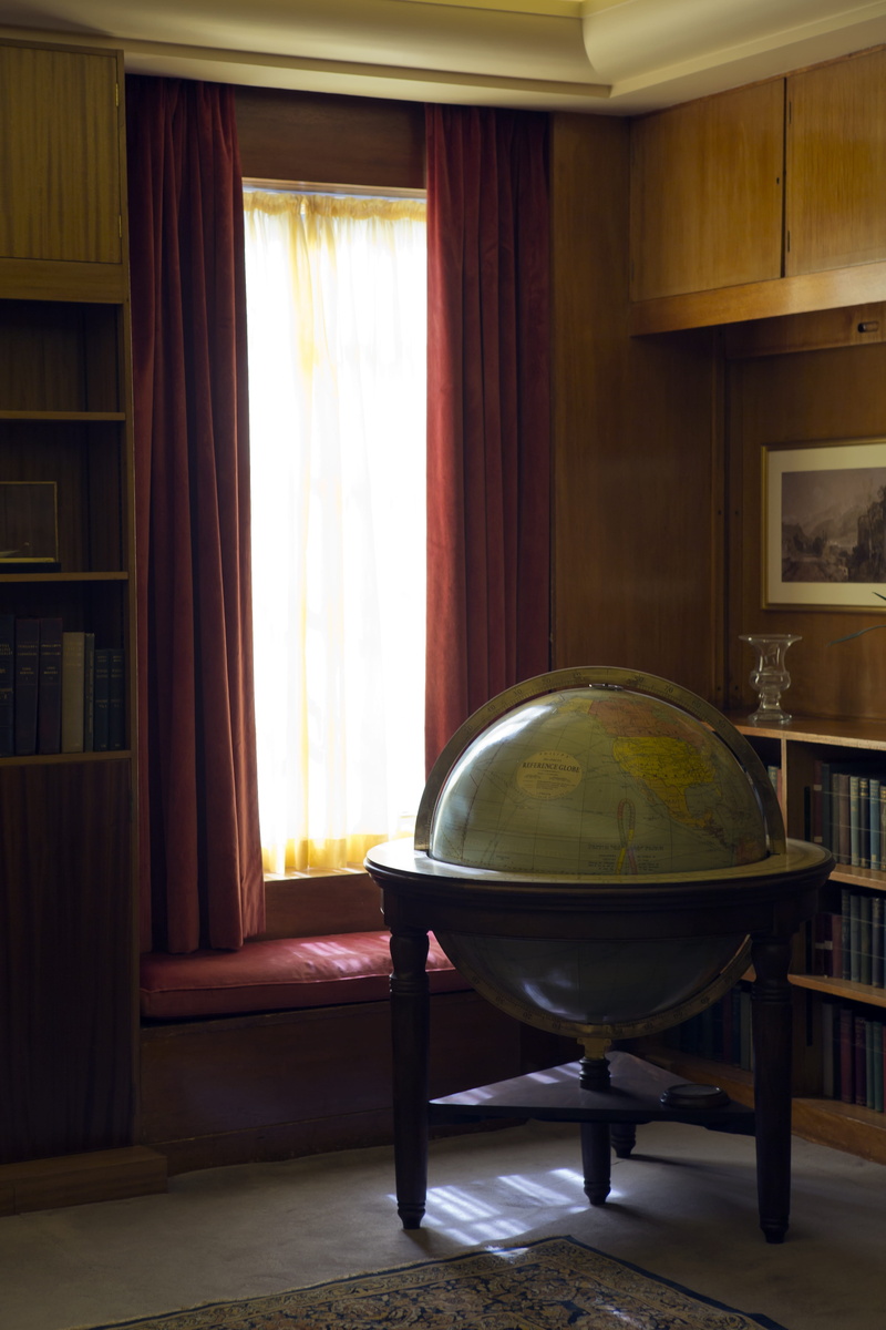 globe - man made object, built structure, window, art deco, home interior, architecture, curtain, South London, day, table, building, 5K, cautauld family home