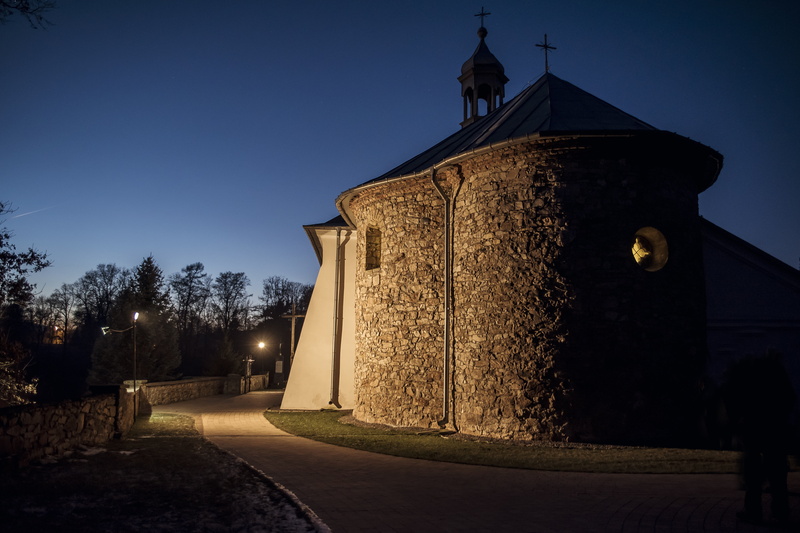 rotunda, belief, building, architecture, outdoors, plant, halloween, place of worship, monument, no people, night, dusk, tree, built structure, poland