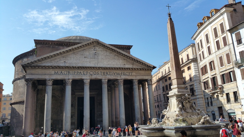 church, rome - Italy, group of people, rotunda, pantheon, day, architecture, the past, architectural column, sky, travel, lot, piazza, real people, famous Place