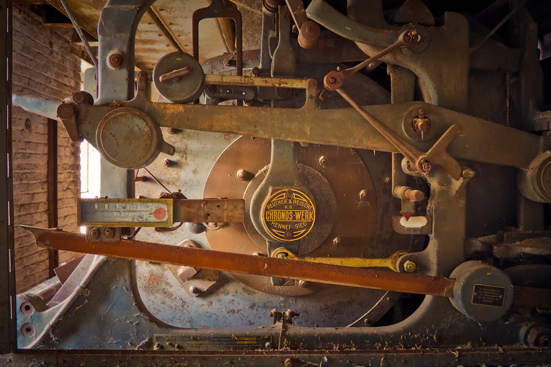 lapsed, empty, mood, machinery, machine part, old, building, wall painting, railroad track, destroyed, land vehicle, stainless, port, transient, end, industry