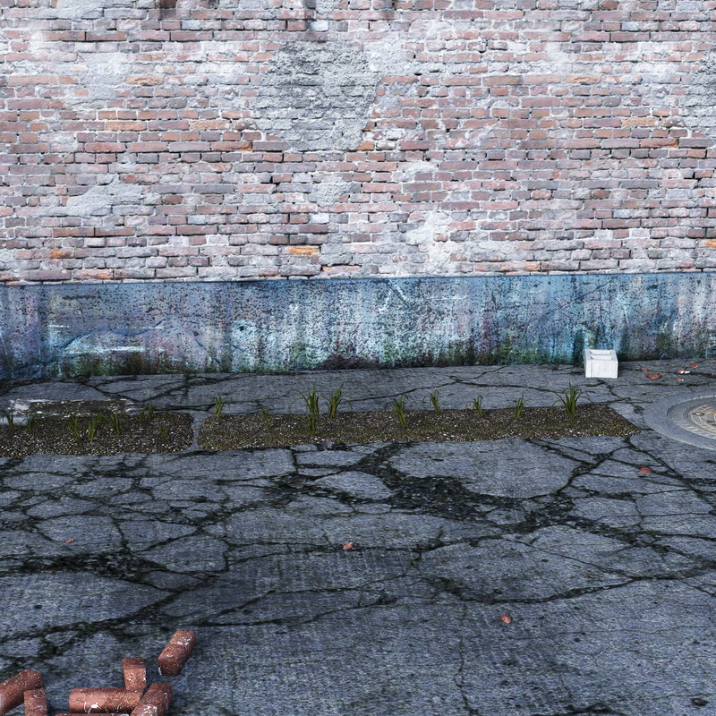 courtyard, 4K, masonry, weathered, brick wall, pattern, background, no people, hauswand, building exterior, cracks, concrete floor, day, decay, texture