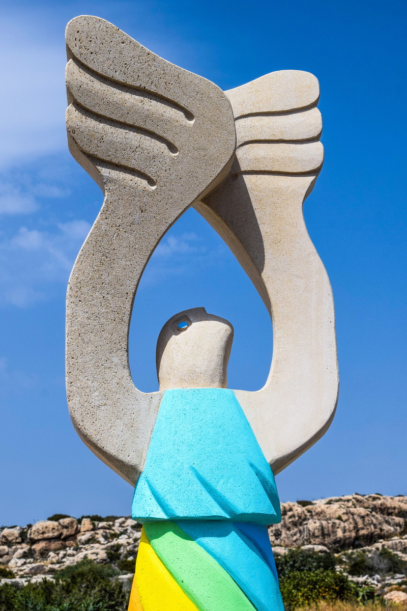 solid, outdoors, tranquility, rock formation, rock, art, no people, blue, art and craft, day, rock - object, cyprus, sculpture park, sky, sculpture, clear sky