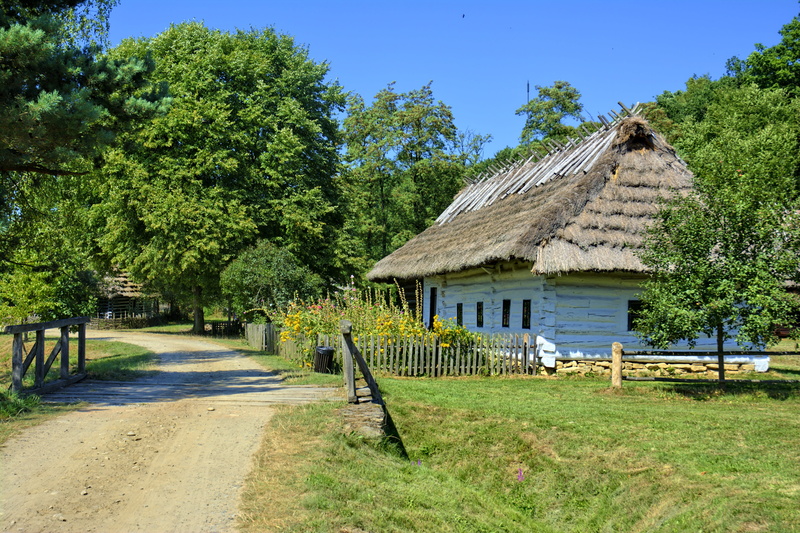 day, grass, road, village, outdoors, dirt, field, direction, sanok, beauty in nature, architecture, green color, no people, cultures, rural architecture