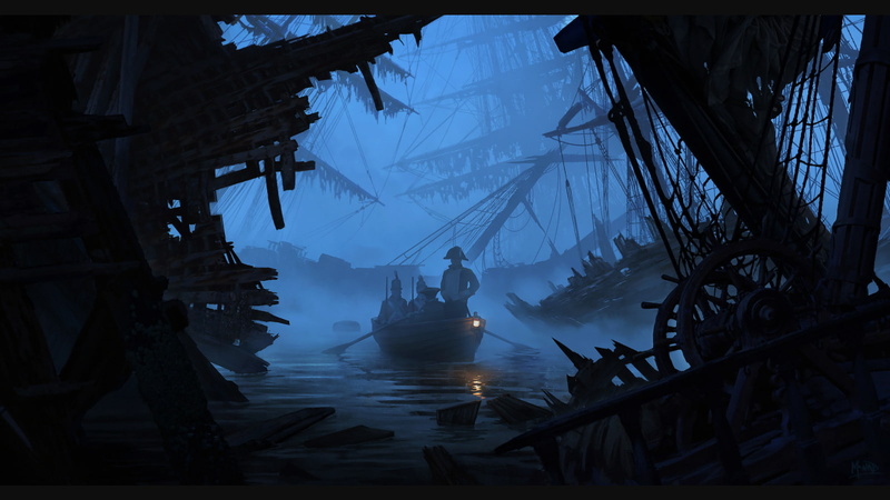pirates, wreck, mist, ship, 720P