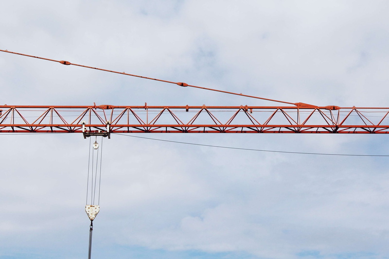 equipment, crane, copy space, construction machinery, 2K, sky, technology, red, architecture, build, site, clouds, steel, metal, crane arm, bridge - man made structure