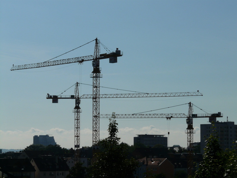 crane, machinery, incomplete, nature, construction industry, construction site, outdoors, tall - high, day, low angle view, baukran, crane - construction machinery