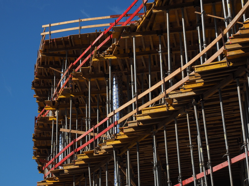 construction, completion, strive, bridge-house project, bridgehouse, sky, home, low angle view, outdoors, machinery, work, construction industry, no people