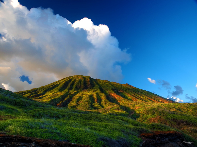 outdoors, oahu, koko head, mountain, 1080P, brown, volcano, lanai lookout, hawaii, clouds, photo, scenery, nature, landscape, hill, sky, north  pacific