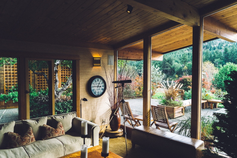 home, home interior, window, chairs, wall, roof beam, indoors, couches, seat, plant, no people, lanai, house, residence, interior, furniture, nature, ceiling