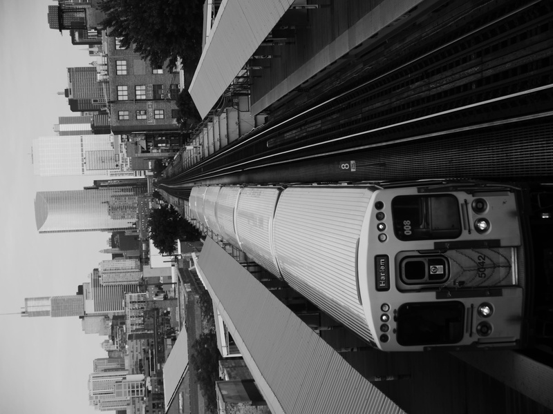 railroad station platform, train station, city, day, built structure, railroad track, chicago, railroad car, rail, transportation, neighborhood, architecture