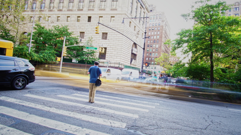 taxi, person, urban, motion, new york city, city street, road, mode of transportation, city, land vehicle, 5K, building exterior, united states, crosswalk