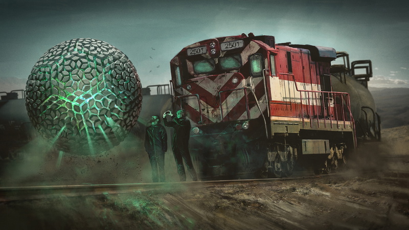 train, art, sphere, locomotive, Nick Foreman, ball, 5K